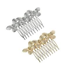 Haarkämme Clips for Frauen Mädchen Haar Seitenkamm Schmetterling Haarzähne Clip Pin NHC01 /156 (Color : 2 Pcs Set B) von JOEBO