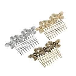 Haarkämme Clips for Frauen Mädchen Haar Seitenkamm Schmetterling Haarzähne Clip Pin NHC01 /156 (Color : 3 Pcs Set C) von JOEBO