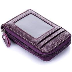 JOEBO Kunstleder-Kreditkarten-Geldbörse mit Reißverschluss und Ausweisfenster, kleine Akkordeon-Geldbörse/349 (Color : Purple) von JOEBO