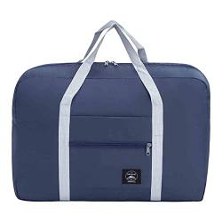 Reisetasche, wasserdichte Sporttasche, Weekender-Handtasche for Damen mit Trolley-Tasche, Reisetasche, Krankenhaustasche, Faltbare Reisetasche, Gepäckaufbewahrung /53 (Color : B-Navy) von JOEBO