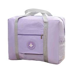 Reisetasche, wasserdichte Sporttasche, Weekender-Handtasche for Damen mit Trolley-Tasche, Reisetasche, Krankenhaustasche, Faltbare Reisetasche, Gepäckaufbewahrung /53 (Color : Purple) von JOEBO