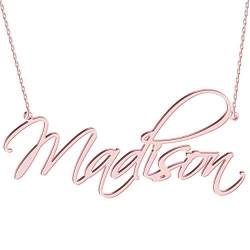 JOELLE JEWELRY Damen Namenskette Carrie Stil Kette mit Wunschnamen Personalisierte Halskette 925 Sterling Silber 14K/Rosegold vergoldet Geschenk für Mutter Freundin von JOELLE JEWELRY