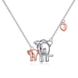 JOERPH Elefanten Halskette 925 Sterling Silber Mutter Tochter Kette Modeschmuck eschenk für Damen Mädchen von JOERPH