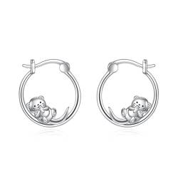 JOERPH Otter Ohrringe Sterling Silber Sea Otter Hoop Earrings Otter Schmuck für Frauen Mädchen Otter Geschenke für Otter Liebhaber Mutter Tochter von JOERPH