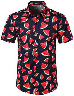 JOGAL Herren Funky Fruit Shirt Kurzarm Hawaiihemd X-Large NavyWassermelone… von JOGAL