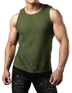 JOGAL Herren Mesh Fitted Sleeveless Muscle Tank Top Grün XX-Large von JOGAL