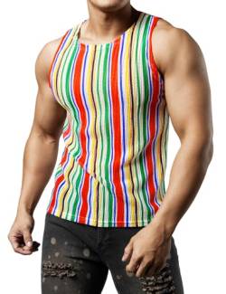 JOGAL Herren Mesh Fitted Sleeveless Muscle Tank Top Mehrfarbig Groß von JOGAL