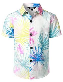 JOGAL Jungen Kurzarm Hawaii Hemd Baumwolle Sommer Freizeit Hemden Für Kinder Jahre 12 Mehrfarbig Weiß von JOGAL