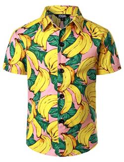 JOGAL Jungen Kurzarm Hawaii Hemd Baumwolle Sommer Freizeit Hemden Für Kinder Jahre 4 Banane von JOGAL