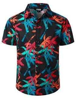 JOGAL Jungen Kurzarm Hawaii Hemd Baumwolle Sommer Freizeit Hemden Für Kinder Jahre 6 Schwarz von JOGAL