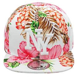 New Boy Girl NY New York süße Unisex Schwester Bruder Kindercap Hai Tiger Adler Prince Kinder Cap Snapback und Mütze 50-58cm Kopfumfang (One Size, NY-Flower-Pink-Weiß) von JOHNNY CHICOS