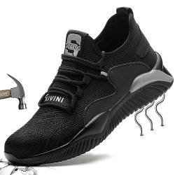 JOISIDE Atmungsaktiv Arbeitsschuhe Schwarz 39 Sicherheitsschuhe S3 mit Stahlkappe Herren Sommer Arbeit Schuhe Männer Sicherheit Sneaker Turnschuhe Sportlich Schutzschuhe Stahlkappenschuhe Schwarz 797 von JOISIDE