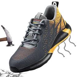 Sicherheitsschuhe Herren Leicht 45 Arbeitsschuhe S3 mit Stahlkappe Herren Sommer Arbeit Schuhe Männer Frauen Sicherheit Sneaker Turnschuhe Sportlich Schutzschuhe Safety Shoes Orange 226 von JOISIDE