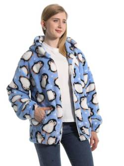 JOJJJOJ Damen Mantel Kapuzenjacke Kapuzenpullover Stilvolle Winterjacke mit Warmem Hoodie Reißverschluss(Pinguin,L) von JOJJJOJ