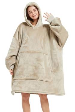 JOJJJOJ Übergroße Blanket Hoodie Sweatshirt Oversize Decke Sweatshirt Kapuzenpullover für Erwachsene Damen Herren Hellbraun von JOJJJOJ