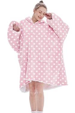 JOJJJOJ Übergroße Blanket Hoodie Sweatshirt Oversize Decke Sweatshirt Kapuzenpullover für Erwachsene Damen Herren Rosa 1 von JOJJJOJ