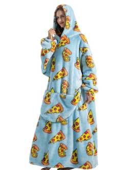 JOJJJOJ Übergroße Hoodie Decke mit riesiger Tasche Sweatshirt Decke für Damen und Herren Einheitsgröße Pizza von JOJJJOJ