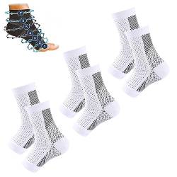 3 Paar Tieberg - Orthopädische Kompressionssocken, Plantar Fasciitis Socken für Herren und Damen, Orthoback Socken Kompressionsstrümpfe (S/M, White) von JOKBEN