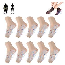 Tourmaline Ionic Body Shaping Stretch Socken, Rapid Detox & Tourmaline Ionic Body Shaping Stretch Socks, Tourmaline Slimming Health Sock, Summer Socks for Women Thin (10 Pairs- Skin) von JOKBEN