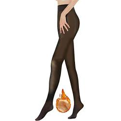 Thermo Strumpfhosen Damen, Winter Thermostrumpfhosen für damen, Dick Warme Thermo Leggings für Damen, Strumpfhose Gefälschte Durchscheinend Plüschstrümpfe (220g-Dünn Fleece für 5~20℃) (Schwarz) von JOKILY