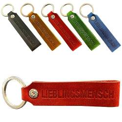 JOKO DESIGN® Schlüsselanhänger edles Leder m. Prägung LIEBLINGSMENSCH - Geschenkidee Geschenke für Frauen Beste Freundin Männer Freund Geburtstag Jahrestag (rot) von JOKO DESIGN