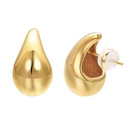 JOLCHIF Dicke Ohrringe Gold Chunky Ohrringe 18K Vergoldet Ohrstecker Tropfen Ohrringe Modeschmuck von JOLCHIF