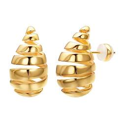 JOLCHIF Gold Ohrringe Damen 18k Vergoldet Chunky Dicke Ohrstecker Tropfen-Ohrringe Modeschmuck von JOLCHIF