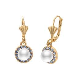 JOLCHIF Zirkonia Perlen Ohrringe Hängend Vergoldet Ohrringe Anhänger Damen Muttertag Modeschmuck von JOLCHIF