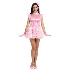 JOLINE Prissy Sissy Frauen Flauschiges Pinkes Tanzkleid Für Crossdressing (XXL) von JOLINE