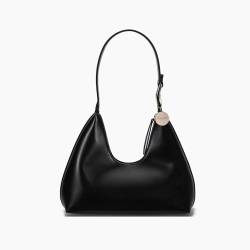 JOLLQUE Umhängetasche für Frauen, kleine Leder Handtasche Geldbörse, einzigartige trendy Reißverschluss Hobo Tasche(Schwarz) von JOLLQUE