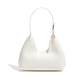 JOLLQUE Umhängetasche für Frauen, kleine Leder Handtasche Geldbörse, einzigartige trendy Reißverschluss Hobo Tasche(Weiß) von JOLLQUE