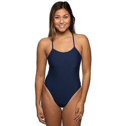 JOLYN Jackson 4 Damen-Badeanzug mit Schnürung am Rücken, athletisch, einteiliger Badeanzug für Wettkampfschwimmen, Rettungsschwimmen, mittlere Abdeckung, Marineblau, 42 von JOLYN