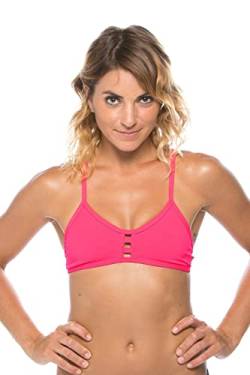 JOLYN Tomcat Tie-Back Athletic Bikini Top für Wettkampfschwimmen, Lebensschutz, volle Abdeckung, Damen-Badeanzug-Oberteil, Knallpink (Hot Pink), Medium von JOLYN