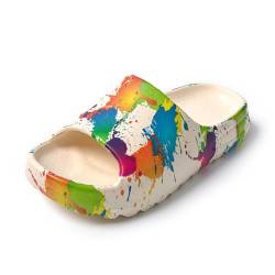 JOMIX Badelatschen Damen Badeschuhe Schlappen Sandalen Sommerschuhe Strandschuhe Slipper Regenbogen Graffiti (Regenbogen Graffiti, 36/37 EU, SD9030) von JOMIX