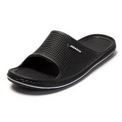 JOMIX Badelatschen Herren Sommer Badeschlappen Atmungsaktiv Slides Sandalen Meer Pool Strand Schwimmen Hausschuhe Leichte Pantoletten Indoor Outdoor (Schwarz, 43 EU) von JOMIX