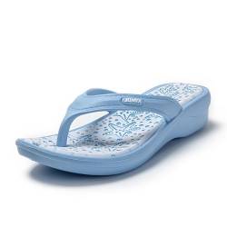 JOMIX Badeschuhe Sommer Sandalen Keilabsatz Flip Flops Damen Elegant Zehentrenner Hausschuhe Badelatschen (Blau, 36 EU) von JOMIX