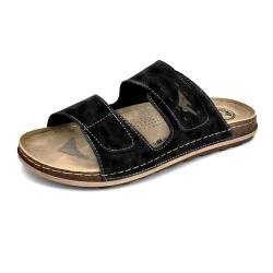 JOMIX Bequem Leder Sandalen Clogs Herren Sommer Elegant Slippers Pantoletten Herren Flach (Schwarz, 40 EU, TU2003) von JOMIX