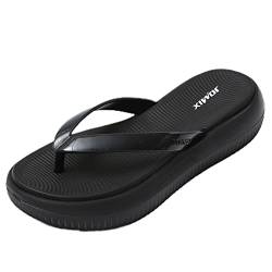 JOMIX Damen-Zehentrenner Sommer Leichte Sandal Flach Pantoletten für Strand Flip Flops Kinder Badeschuhe Damen Plateau Slippers (Schwarz, 39 EU, SD8287) von JOMIX