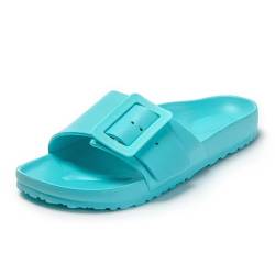 JOMIX Dusch & Badeschuhe rutschfest Badelatschen Badeschlappen Meer Pool Strand Schlappen Schwimmen Indoor Outdoor Slipper (Hellblau, 38 EU, SD2002) von JOMIX