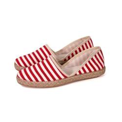 JOMIX Espadrilles für Damen, flach, hergestellt in Spanien, Espadrilles, für Damen, Sommer, mit Streifenmuster, rot, 38 EU von JOMIX