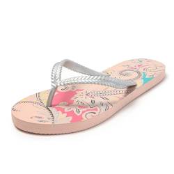 JOMIX Flip Flops Strand Damen Sandaletten Flach Zehentrenner Sommer Frauen Sandalen Elegant Damen-Zehentrenner (Beige, 40 EU, SD9432) von JOMIX