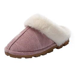 JOMIX Hausschuhe Damen Winter Flauschige Plüsch Puschen Gefüttert Super Warme Bequeme Weiche Rutschfeste Flache Pantoffeln (Rosa, 38 EU) von JOMIX