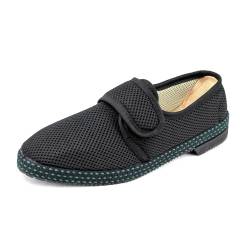 JOMIX Diabetiker Schuhe Herren Orthopädische Pantoffeln Sommer Senioren Hausschuhe mit Klettverschluss Atmungsaktiv Leichte Pantoletten mit Memory Foam Bequeme Slipper (Schwarz, 44 EU) von JOMIX