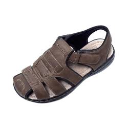 JOMIX Herren Sandalen Sommer Leder Freizeitschuhe Anti-Rutsche Riemenschuhe Trekkingsandalen Strandschuhe Reisen Trekking Wander Outdoor (01 Khaki Größe Klein 1 Nummer, 43 EU) von JOMIX