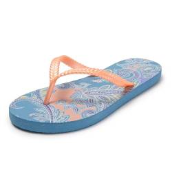 JOMIX Leichte Zehentrenner Damen Flip Flops 40 Schlappen Weich Rutschfest Badelatschen Hausschuhe Sommer Pantoletten (Blau, 40 EU, SD9432) von JOMIX