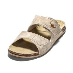 JOMIX Pantoletten Herren Flach Sandaletten Leder Sandalen Sommer Jungen Schuhe Keilsandalen Elegant Clogs (Beige, 45 EU, TU2003) von JOMIX