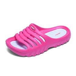 JOMIX Pantoletten Kinder Sommer Flach Sandalen Strandsandalen Dicke Sole Schlappen Mädchen Dusch und Badeschuhe (Fuchsia Weiß, 34 EU, SB2020) von JOMIX