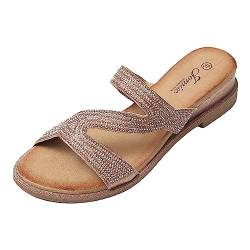 JOMIX Plateau Pantoletten Damen Sandalen mit Weich Fußbett Frauen Sommer Offene Schuhe Leder Plattform Freizeit Sommerschuhe (Rosa, 37 EU, SD8124) von JOMIX