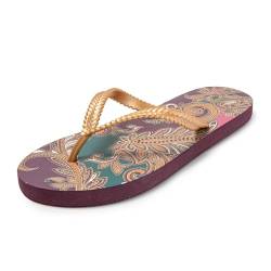 JOMIX Sandalen Flip Flops Strand Flach T-Strap Zehentrenner Bequeme für Damen Badelatschen Hausschuhe Sommer (Lila, 40 EU, SD9432) von JOMIX