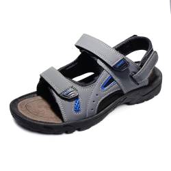 JOMIX Sommer Athletische Sandalen Herren Klettverschluss Anti-Rutsch Wandersandalen Outdoor Strand Reisen Trekking Wander (Grau, 46 EU) von JOMIX